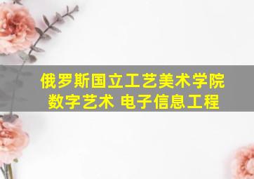 俄罗斯国立工艺美术学院 数字艺术 电子信息工程